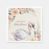 Blush Pink Floral Swan Princess Baby shower Servet (Voorkant)