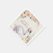 Blush Pink Floral Swan Princess Baby shower Servet (Hoek)