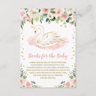 Blush Pink Floral Swan Princess Books for Baby Informatiekaartje