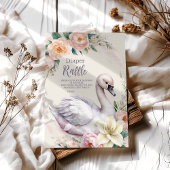Blush Pink Floral Swan Princess Diapper Raffle Informatiekaartje