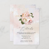 Blush Pink Floral Sweet 16 Details Enclosure Kaart (Voorkant / Achterkant)
