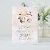 Blush Pink Floral Sweet 16 Details Enclosure Kaart (Staand voorkant)