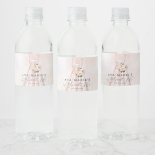 Blush Pink Floral Sweet 16 Personalized Waterfles Etiket