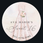 Blush Pink Floral Sweet 16th Birthday Classic Ronde Sticker<br><div class="desc">Elegant Blush Pink Floral Sweet 16 bevoordeelt Ronde Stickers. Overeenkomende items in ons Cava Party-ontwerp van de winkel.</div>