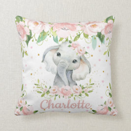 Blush Pink Floral Sweet Elephant Girl Nursery Kussen