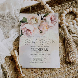 Blush Pink Floral Sweet Sixteen Birthday Kaart