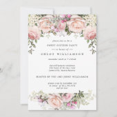 Blush Pink Floral Sweet Zestien Party Invitation Kaart (Voorkant)