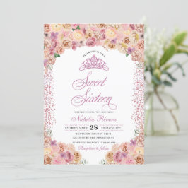 Blush Pink Floral Sweet Zestien verjaardag Kaart