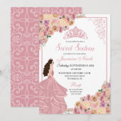 Blush Pink Floral Sweet Zestien verjaardag Kaart (Voorkant / Achterkant)