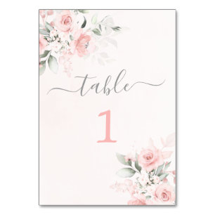 Blush pink floral Tafelkaart Kaart