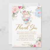 Blush Pink Floral Tea Party Baby shower Verjaardag Bedankkaart (Voorkant)