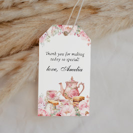 Blush Pink Floral Tea Party Dank je wel Favor Cadeaulabel
