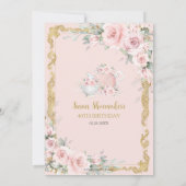  Blush Pink Floral Tea Party Verjaardagsfeest Kaart (Achterkant)