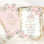 Blush Pink Floral Tea Party Verjaardagsfeest Kaart<br><div class="desc">Personaliseer deze zachte blush roze bloementhee party verjaardagsfeestuitnodiging gemakkelijk en snel. Klik op de knop verder aanpassen om de teksten te bewerken, lettertypen en lettertypekleuren te wijzigen. Met pastel blush roze bloemen, delicate groen versierde theepot en theekop en een antiek lijst. Geweldig voor ELKE LEEFTIJD! Overeenkomende objecten beschikbaar in de...</div>