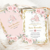  Blush Pink Floral Tea Party Verjaardagsfeest Kaart