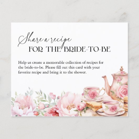 Blush Pink Floral Tea Vrijgezellenfeest Recept Kaa (Achterkant)
