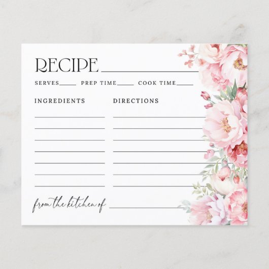 Blush Pink Floral Tea Vrijgezellenfeest Recept Kaa (Voorkant)