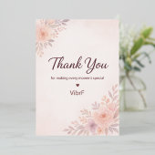 Blush Pink Floral Thank You Card | Modern Elegant  Folie Feestdagenkaart (Staand Voorkant)