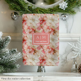 Blush Pink Floral Towel Elegant Monogram Wedding Bad Handdoek