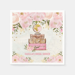  Blush Pink Floral Travel Vrijgezellenfeest Servet