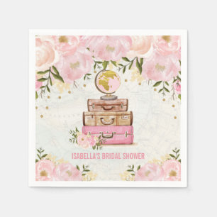 Blush Pink Floral Travel Vrijgezellenfeest Servet