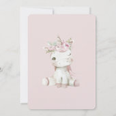 Blush Pink Floral Unicorn Birthday Kaart (Achterkant)