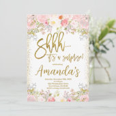 Blush Pink Floral Verjaardag, Verrassingsverjaarda Kaart (Staand voorkant)