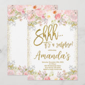 Blush Pink Floral Verjaardag, Verrassingsverjaarda Kaart (Voorkant / Achterkant)