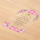 Blush Pink Floral Victoriaans Vrijgezellenfeest Ar Acryl Uitnodigingen (Laagn)