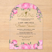 Blush Pink Floral Victoriaans Vrijgezellenfeest Ar Acryl Uitnodigingen (Voorkant)
