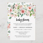Blush Pink Floral Virtual Baby shower Invitation Kaart (Voorkant / Achterkant)