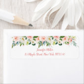 Blush Pink Floral Vrijgezellenfeest Adres Etiket (Insitu)