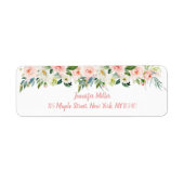Blush Pink Floral Vrijgezellenfeest Adres Etiket (Voorkant)