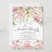 Blush Pink Floral Vrijgezellenfeest Brunch Kaart (Voorkant)