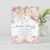 Blush Pink Floral Vrijgezellenfeest Brunch Kaart (Staand voorkant)