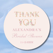 Blush Pink Floral Vrijgezellenfeest Dank je wel Ronde Sticker