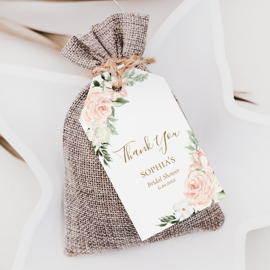 Blush Pink Floral Vrijgezellenfeest Favor Dank u Cadeaulabel