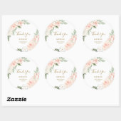 Blush Pink Floral Vrijgezellenfeest Favor Dank u Ronde Sticker (Vel)