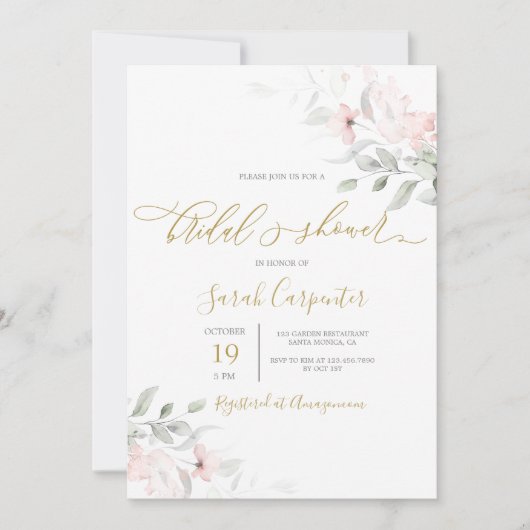 Blush Pink Floral Vrijgezellenfeest Kaart (Voorkant)