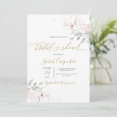Blush Pink Floral Vrijgezellenfeest Kaart (Staand voorkant)