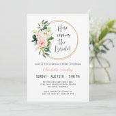 Blush Pink Floral Vrijgezellenfeest Kaart (Staand voorkant)