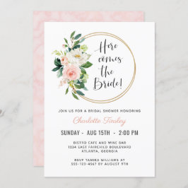 Blush Pink Floral Vrijgezellenfeest Kaart