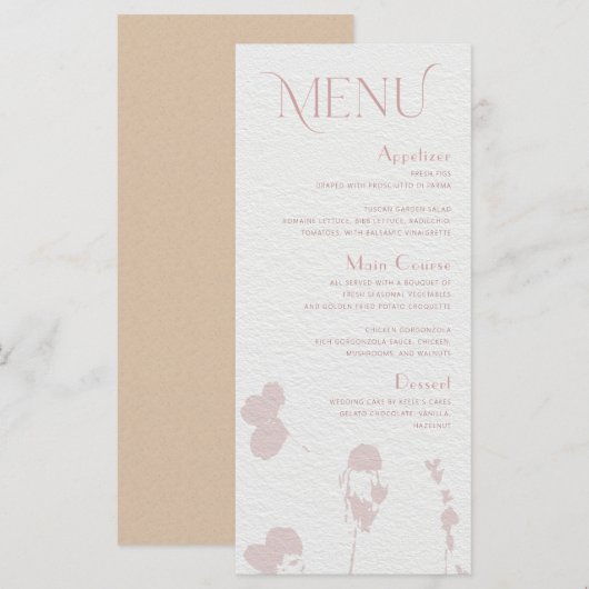 Blush Pink Floral Vrijgezellenfeest Menu Card (Voorkant / Achterkant)