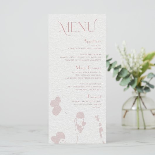 Blush Pink Floral Vrijgezellenfeest Menu Card (Staand voorkant)