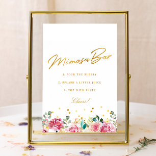 Blush Pink Floral Vrijgezellenfeest Mimosa Bar Sig Poster