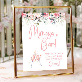 Blush Pink Floral Vrijgezellenfeest Mimosa Bar Sig Poster