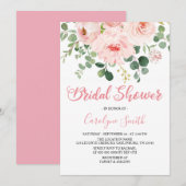 Blush Pink Floral Vrijgezellenfeest Nodig Sjabloon Kaart (Voorkant / Achterkant)