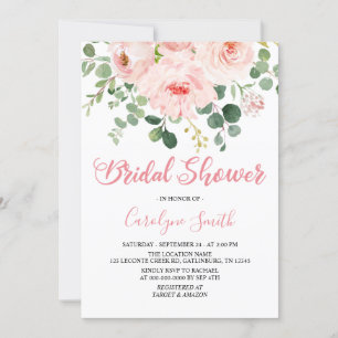 Blush Pink Floral Vrijgezellenfeest Nodig Sjabloon Kaart