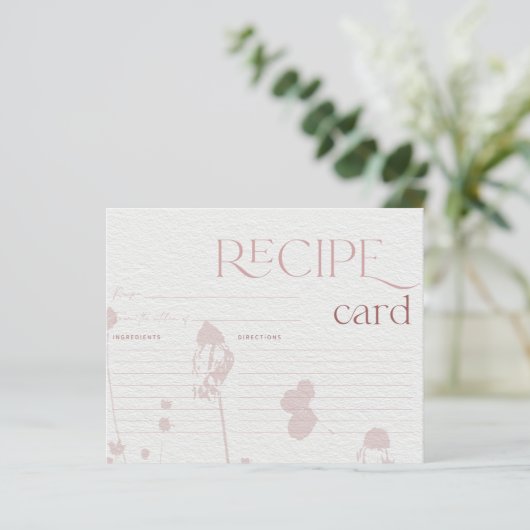 Blush Pink Floral Vrijgezellenfeest Recipcard (Staand voorkant)
