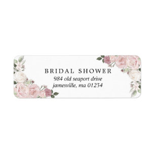 Blush Pink Floral Vrijgezellenfeest Return Address Etiket